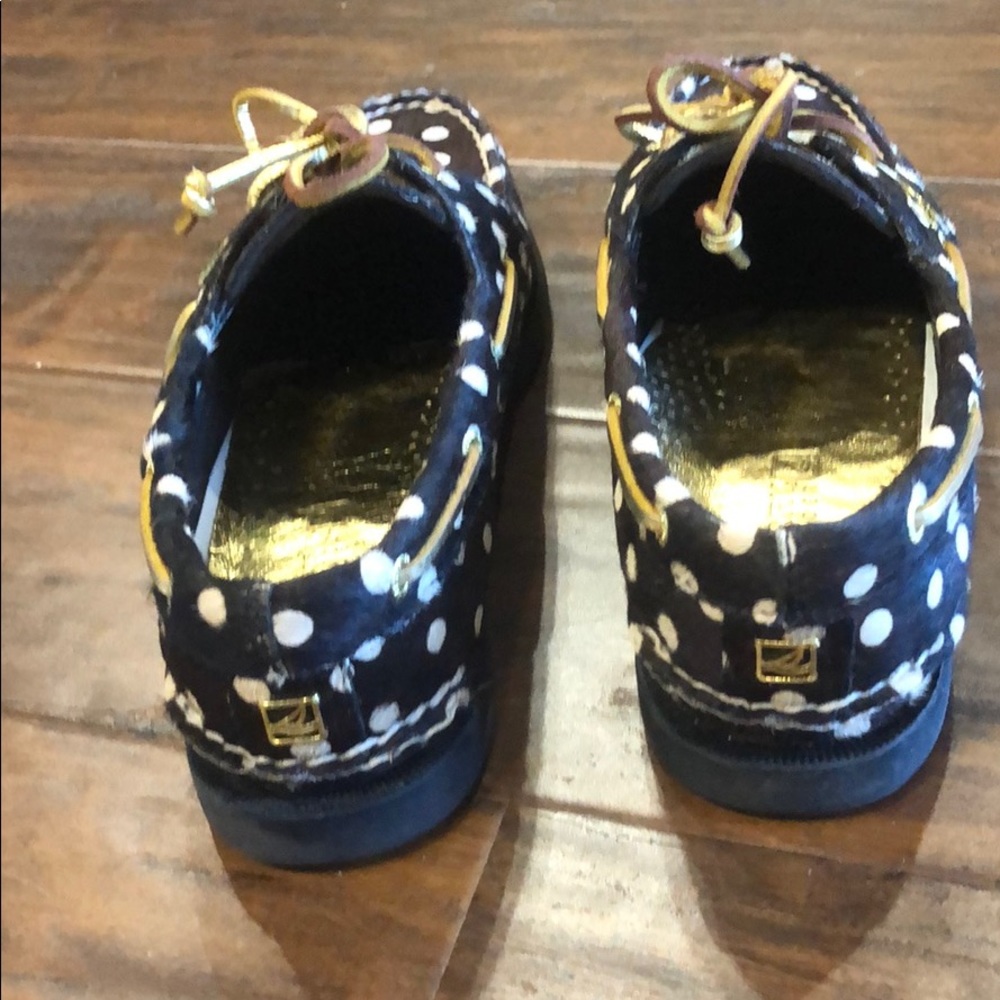 Sperry Shoes - Black & Ivory Polkadots - Calfhair View 2